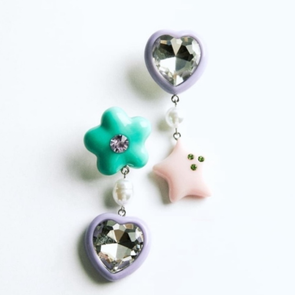 Zara STAR HEART  FLOWER EARRINGS